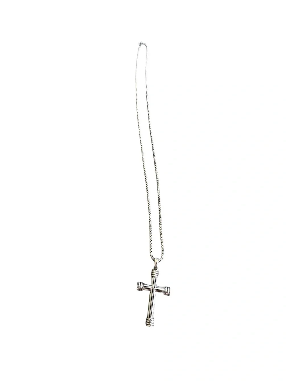 Unisex Silver Cross Pendant Long Style Chain Necklace